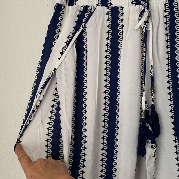 Solitaire Navy White Swimwear Open Sides Rayon Pants Joggers Size L - Picture 6 of 10